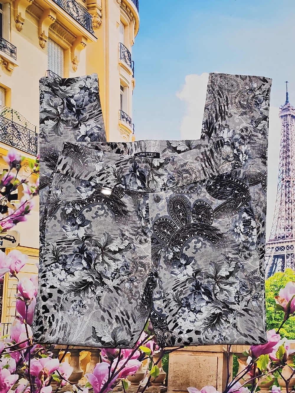 LISETTE L Montreal Gray Floral Paisley Leggings Size 8